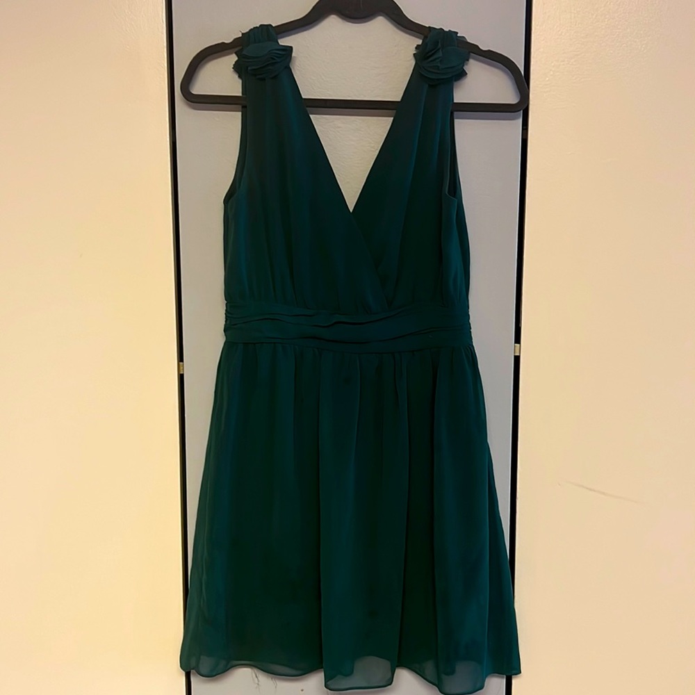 Forest green low back, low front dress